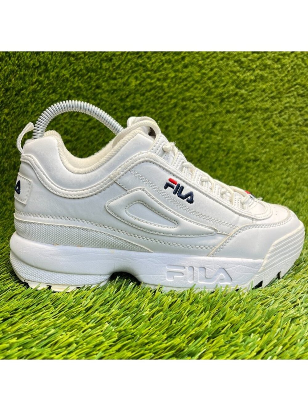 Fila Disruptor II Boys Size 6Y White Athletic Leather Walking Shoes Sneakers